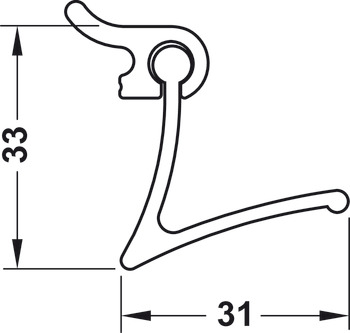 U 形型材, 适用 Labos 吊柜系统，带 3 个窄挂钩