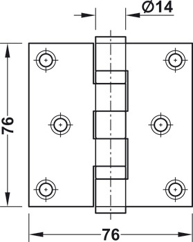 升降合页, DHB 1212，适用于平口门，尺寸为 76 mm