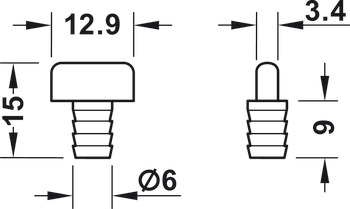 导向块, 用于压入钻孔，Häfele Slido F-Line11 12A，内嵌式