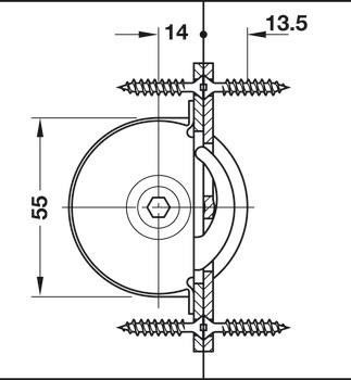 套筒, 用于管式榫卯锁紧螺栓，带凸缘和木质螺纹螺丝