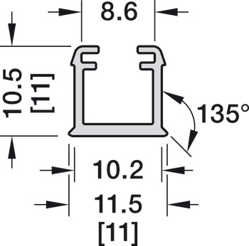 内嵌型灯带槽, Häfele Loox5 型材 1101，适用于 宽度为8 mm 的 LED 灯带