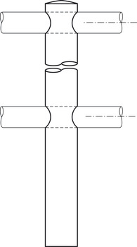 围栏杆固定件, 分隔杆系统，适用于 2 根 10 mm 栏杆，尾端杆柱