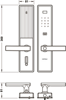 指纹密码锁套装, 适用于木质门和防盗金属门