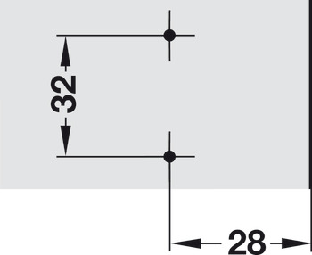铰座, Häfele Duomatic A，钢质或锌合金，带刨花板螺钉，边缘距离 28 mm