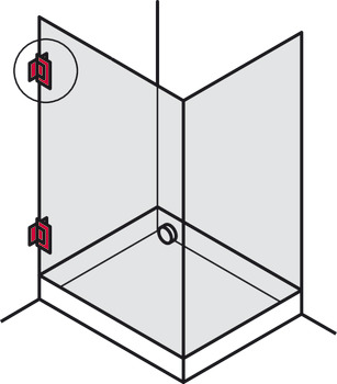 浴室门夹, 用于玻璃与墙连接