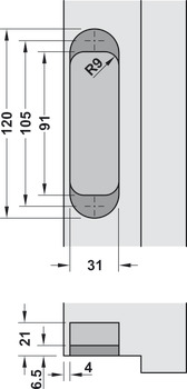 门合页, Startec H12，隐藏式，用于重量不超过 60 kg 的平口室内门