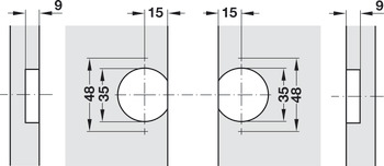 折叠门铰链, 间隙 0 - 10 mm，开启角度 110°