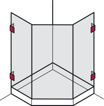 玻璃夹, 用于墙与玻璃连接