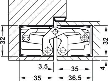 隐藏式合页, Simonswerk TECTUS TE 540 3D，隐藏式，适用于最重 120 kg 的平口门