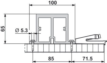 滑轨校直型材, 双门应用在不使用中立板的情况下允许的最大宽度为2,800 mm