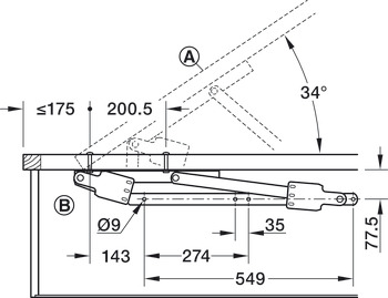 弹簧式配件, 重型外开支撑杆，用于侧面和端部开启