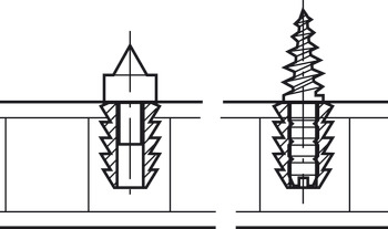 两件式涨塞连接件, 适合压入式固定，钻孔深度 12.5/13.5 mm