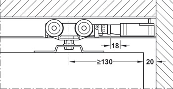 轨道用门止附加套装, 按压开启装置，适用于 Häfele Slido D-Line11 50P / 80P / 120P，50C / 80C / 120C 和 50I / 80I / 120I 推拉门五金，木门和玻璃门