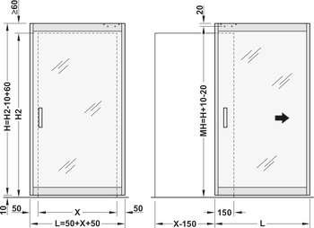 移门五金, Slido D-Line43 80N, frame door 适用于玻璃面板框架门