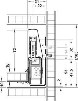 侧帮抽屉滑轨系统, Häfele Matrix Box P35，抽屉侧帮高度 92 mm，承重 35 kg