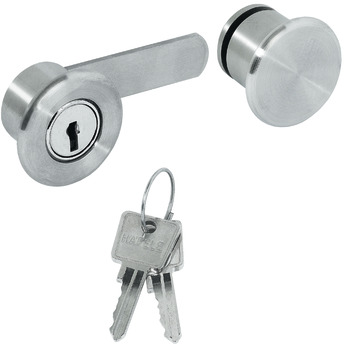 玻璃门拨片锁, CAM，带片式锁芯，适合双开门，适合胶粘固定